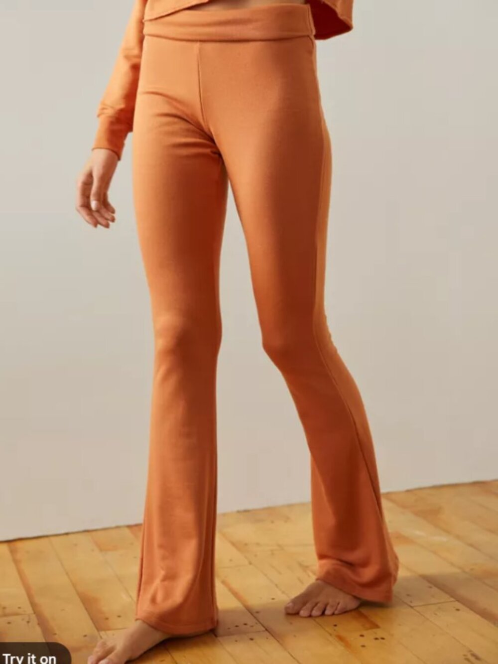 Split59 Raqel High Waisted Fleece Flare Pant in Rust Womans Medium